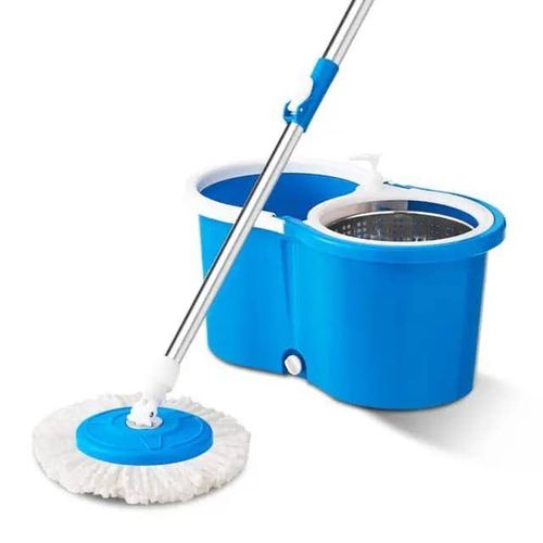Spin Mop and Bucket with Wringer Set, 360? Adjustable Stainless Steel Handle, 6 Microfiber Mop Heads and 61" Extended Handle for Floor Cleaning