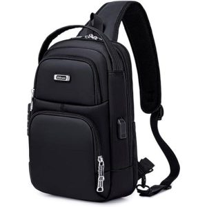 Anti Theft Bag For Men Women, Sling Bag, Man Bags For Men Cross Body, Casual One Shoulder Backpack With USB Charging Port For Travel, Hiking, Commute