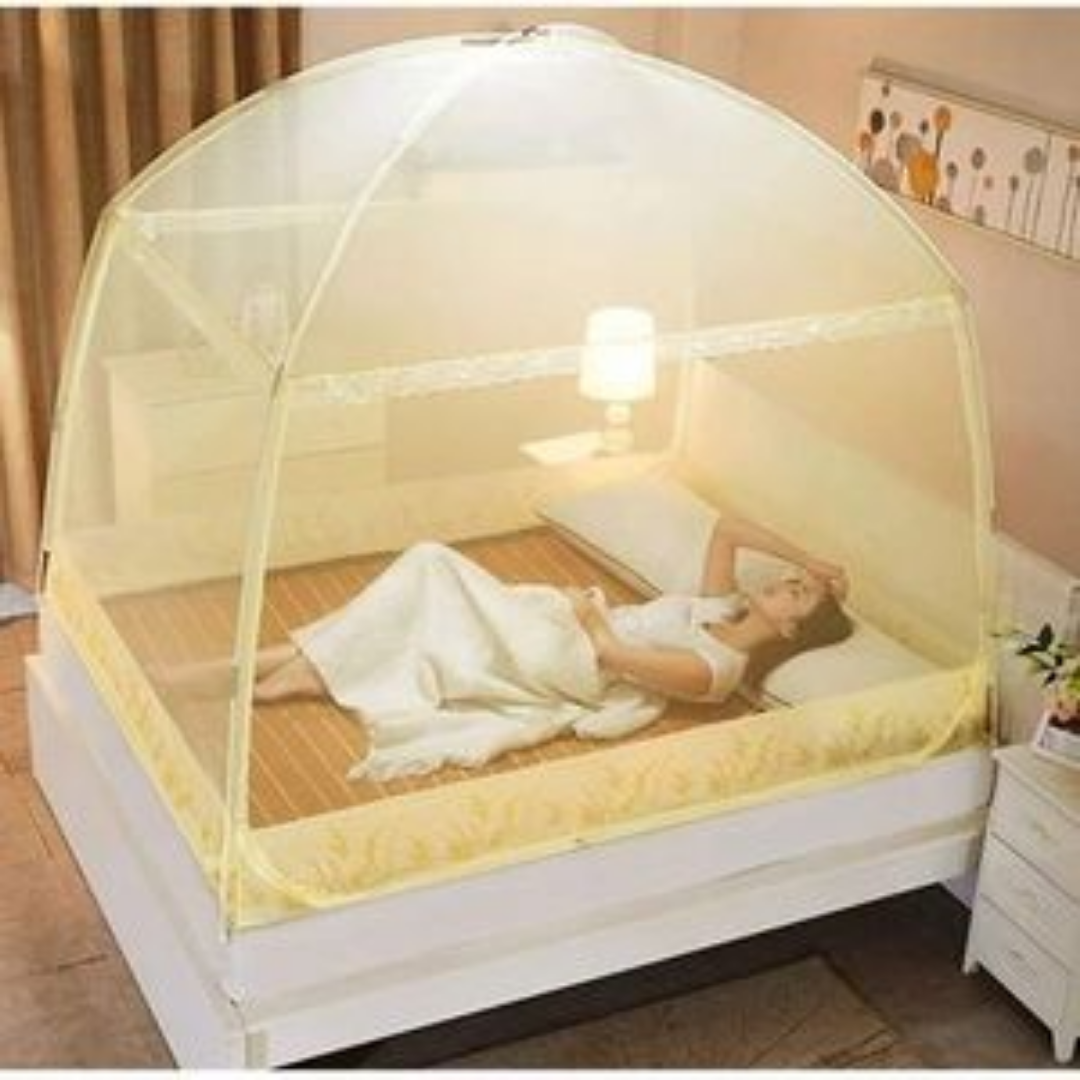 5*6 Luxury Pop Up Mosquito Net Tent Design - Cream