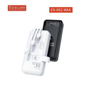 20000 mAh Strong Power Bank With Cables And USB Ports. Portable Powerful Travel Power Bank
