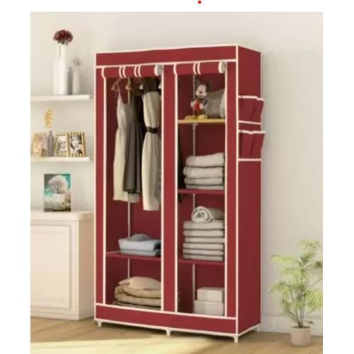 2 Column Wardrobe Wooden Frame Portable