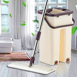 Scratch Cleaning Mop with Bucket/Hands-Free Microfiber Flat Magic Spin Mop 360? System
