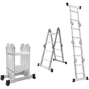 2x4 Multi-purpose Aluminium Folding Ladder - Silver Maximum Height  2.4m