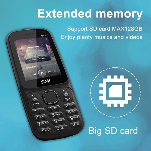 SIMI G420 4G Feature Phone Inclusive Of TikTok YouTube, Facebook, FM Radio, Dual SIM Card Holder + T-card BT 2500mAh 16MB+16MB Memory - Black - Image 4