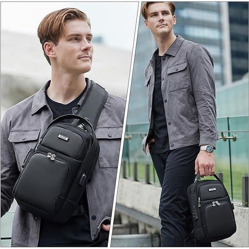 Anti Theft Bag For Men Women, Sling Bag, Man Bags For Men Cross Body, Casual One Shoulder Backpack With USB Charging Port For Travel, Hiking, Commute - Image 2