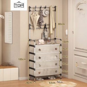 Dust Proofed 5 Tier Coats, Hats And Shoes Organizer