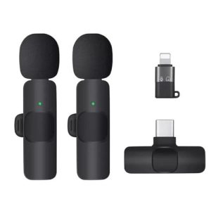 K9 Dual Wireless Lavalier Microphone Plug and Play, for YouTube, Live Stream & Video Recording (K-9 Double Microphone)