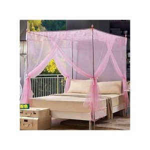 5*6 Mosquito Net with Stands & Varying Net Holders - Pink
