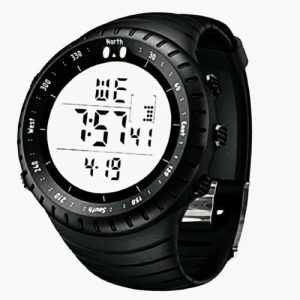 Outdoor Sport Luminous Week Date Alarm Digital Wrist Watch-Black