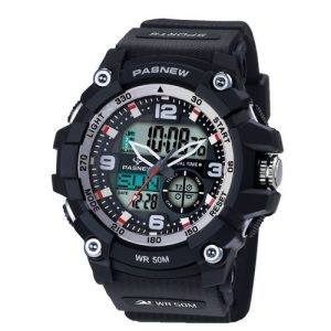 Pasnew Water Proof Men's Digital And Analog Watch - Black White