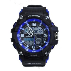 Pasnew Water Proof Men's Digital And Analog Watch - Black,Blue