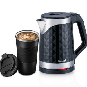 Saachi 2 in 1 Stainless Steel Electric Kettle 2 Litres And Cup -Black