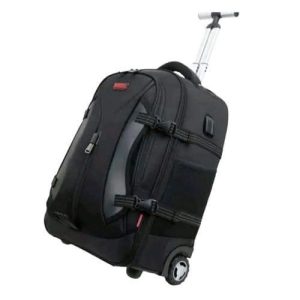 Trolley Backpack Wheeled Backpacks, Trolley Backpack Nylon Rolling Backpack with Wheels for Travel -Black