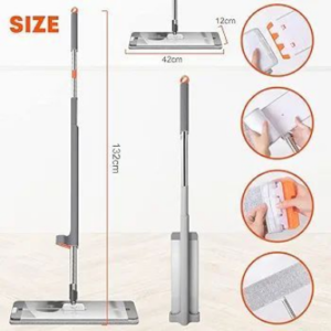 Microfibre Floor Mop, Large Flat Mop Cleaning Mop with Aluminum Alloy Plate and 6 Replacement Microfibre Mop Pads, Stainless Steel Handle, Microfiber Flat Mop for Hardwood, Laminate, Tile Floor