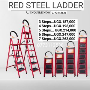 Household Ladder, Portable Folding Aluminium Ladder - Red