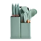 19 Pieces silicone utensil set - green